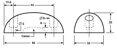 Polymax Oval Buffer 33W x 65L x 22H - Hollow cored