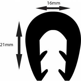 Clamping Profile To Suit 5 - 8mm P121 80 ShA Black