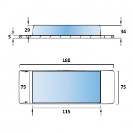 Aluminium Tipper Pad 180L x 75W x 34H Technical Drawing