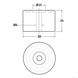Cylindrical Bumper 38D x 25H  Technical Drawing