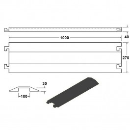 Shallow Cable Cover Black LPDE 1000L x 275W x 40H (1 Channel, 100mm x 30mm) at Polymax