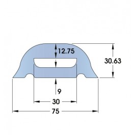 Standard Rubber D-Fender 3000L x 75W x 30H  at Polymax