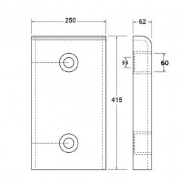 Trapezium Dock Bumper Front Plate 2 Fixings Steel 415L x 215W x 62H at Polymax