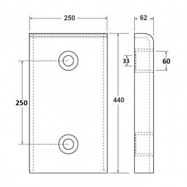 Trapezium Dock Bumper Front Plate 2 Fixings Steel 440L x 250W x 62H at Polymax