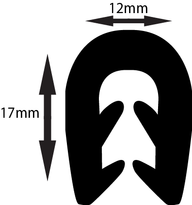 Clamping Profile To Suit 3 - 5mm P121 80 ShA Black
