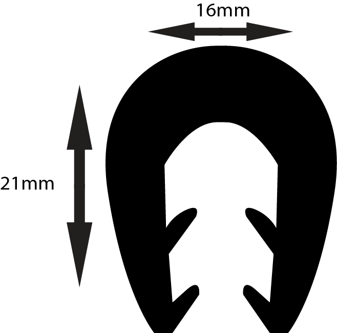 Clamping Profile To Suit 5 - 8mm P121 80 ShA Black