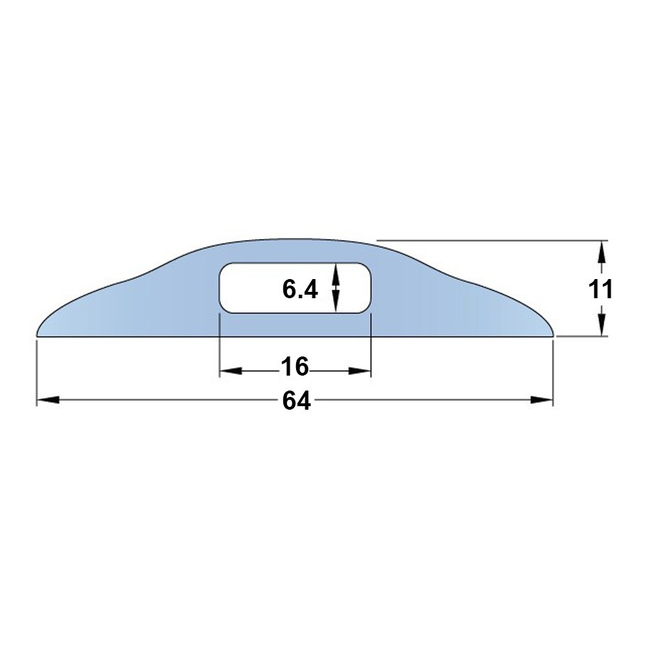 Dome Small Cable Cover 9000L x 64W x 11H (1 Channel, 16mm x 6.4mm)