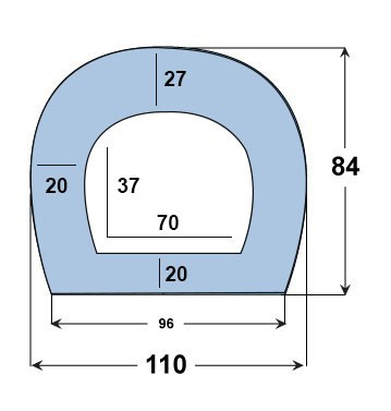 Standard Rubber D-Fender 2500L x 96W x 84H 