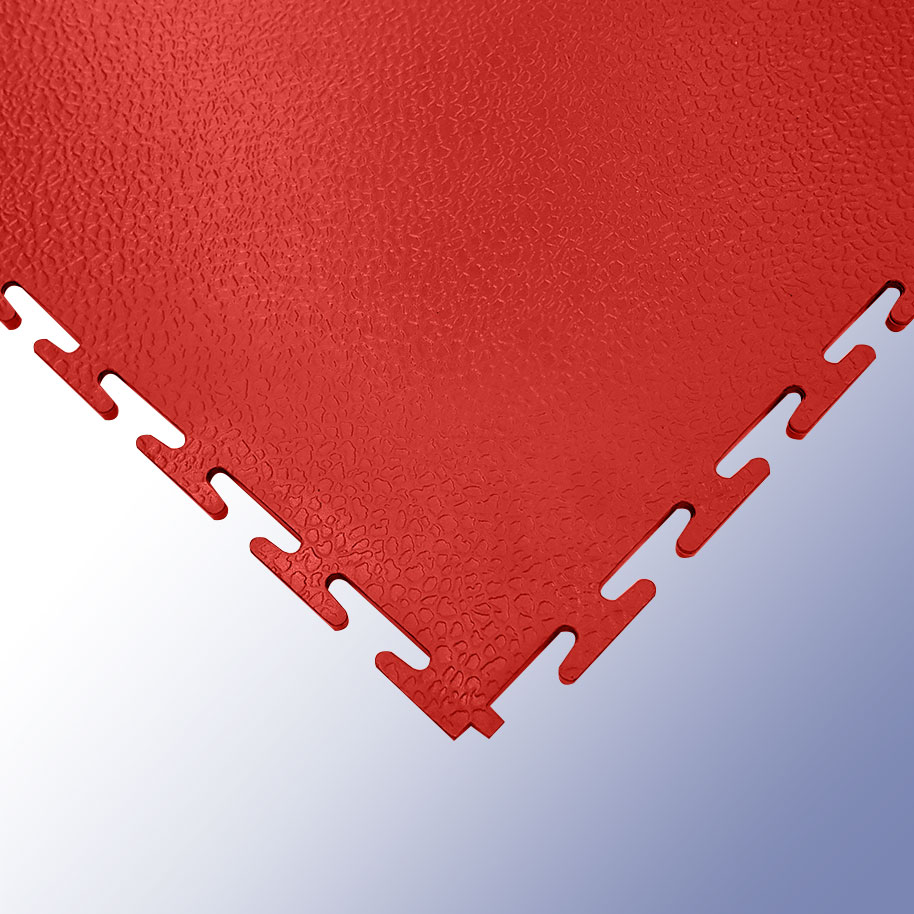 Interlocking PVC Garage Floor Tiles Red Studded