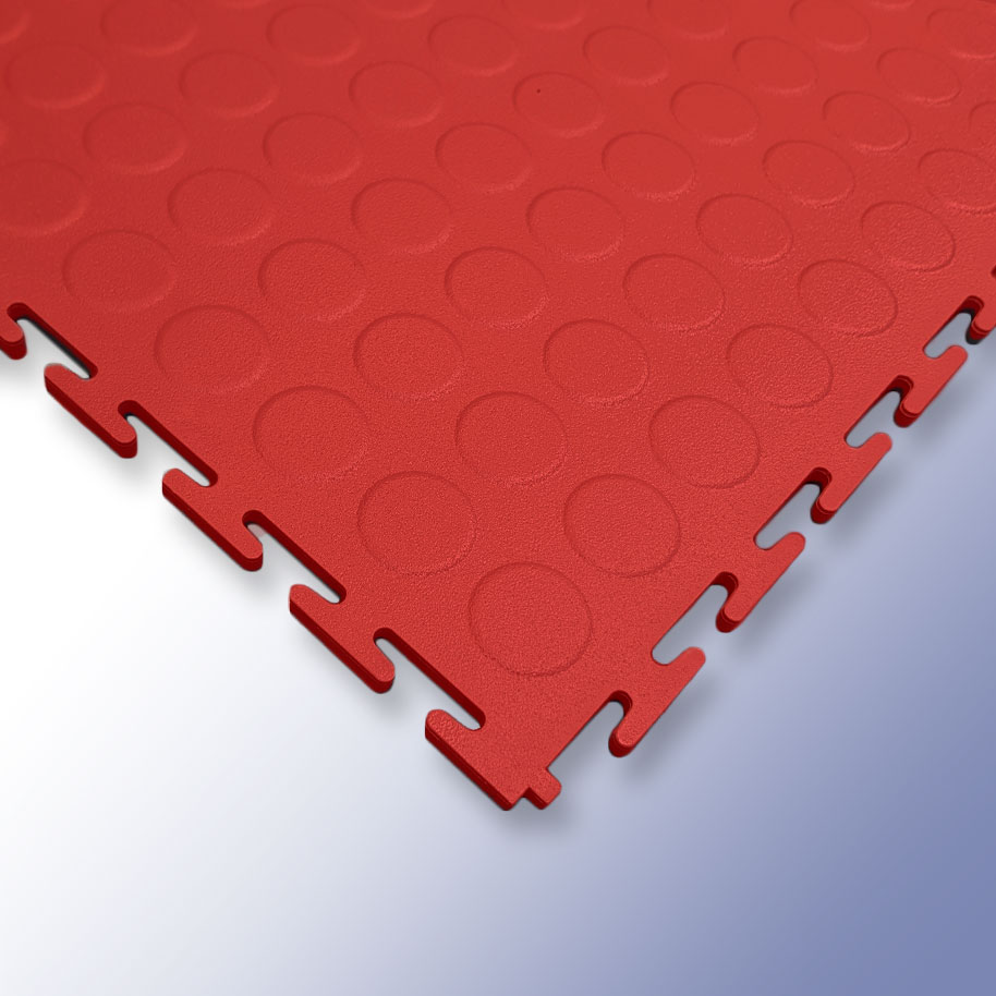 Interlocking PVC Garage Floor Tiles Red Smooth